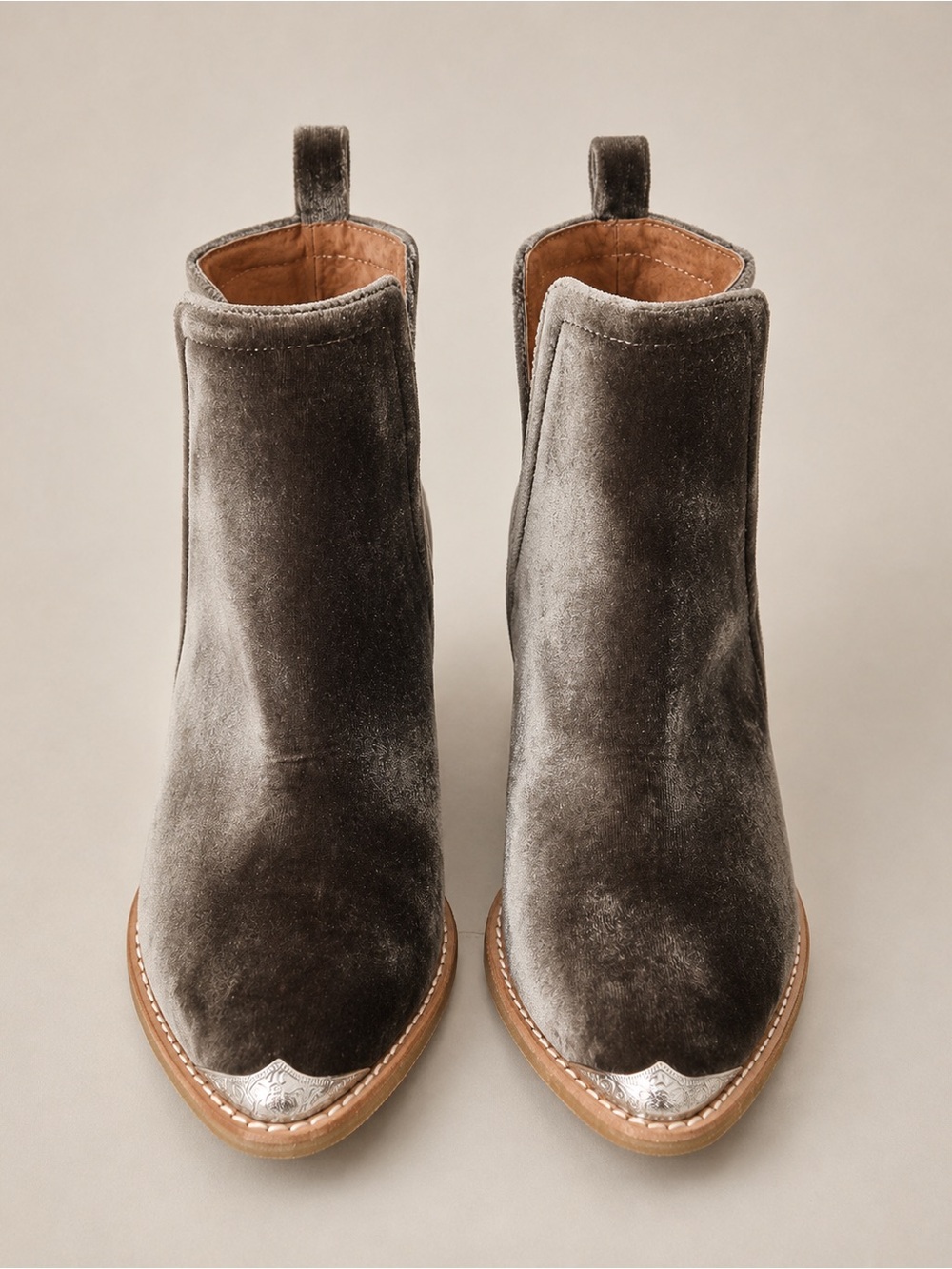 Jeffrey Campbell Cromwell Velvet Western Booties Taupe Size 9
